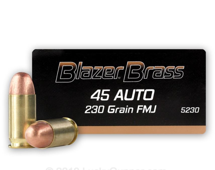 45 ACP - 230 gr FMJ - Blazer Brass - 1000 Rounds.